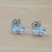 Sterling Silver Blue Topaz Marquise Stud Earrings/Topaz Earrings/Topaz Studs/Topaz Jewellery/Topaz Jewelry/Gemstone Earrings/November birthstone/UK - Thumbnail 4