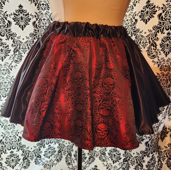 Red & Black Brocade Circle Skirt