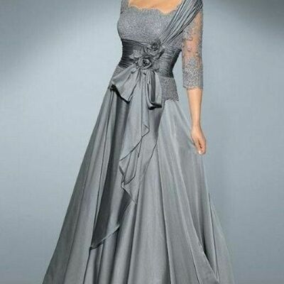 Grey mother of bride/ groom dress simple lace evening formal gowns prom dress