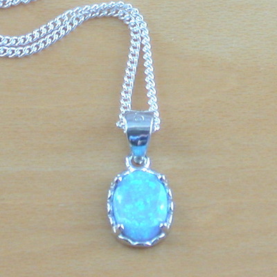 Sterling silver blue opal pendant & chain/blue opal necklace/opal necklace/opal jewellery/opal jewelry/opal necklace/uk