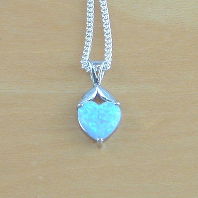 Sterling silver blue opal heart pendant & chain/blue opal heart necklace uk/blue opal jewellery/blue opal jewelry/october birthstone