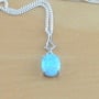 925 Blue Opal Pendant & 18" Silver Chain/Blue Opal Necklace/Blue Opal Jewelry/Opal Jewellery/Opal Jewelery/October Birthstone/Oval Opal-4