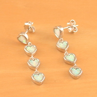 Sterling Silver White Opal Heart Earrings/Opal Heart Drop Earrings/Opal Studs/Opal Jewellery/Opal Jewelry/UK - Thumbnail 4