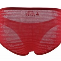 2PK Brave Person mesh gauze Men's sexy underwear low-rise quick-dry sheer pouch briefs underpants Red BR1124 - Thumbnail 2