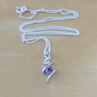 925 Amethyst Pendant & 18" Sterling Silver Chain/Amethyst Necklace/Amethyst Jewellery/Amethyst Jewelery/February Birthstone/Purple Amethyst - Thumbnail 4