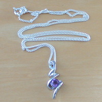 925 Amethyst Pendant & 18" Sterling Silver Chain/Amethyst Necklace/Amethyst Jewellery/Amethyst Jewelery/February Birthstone/Purple Amethyst - Thumbnail 1