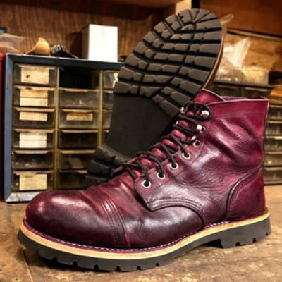 Vintage polishing look handmade brand new burgundy walking boot custom size available