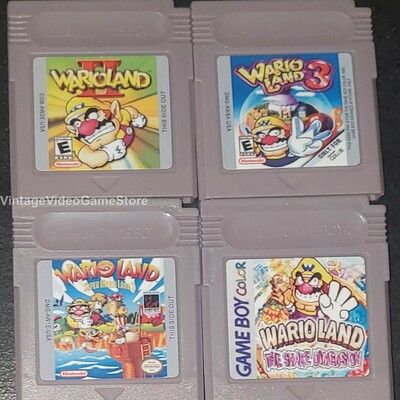 Warioland 2 3 super mario land 3 the shake dimension gbc video game cartridge gameboy color bundle lot deal