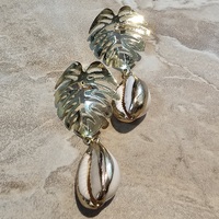 Monstera Cowrie Drip Earrings  - Thumbnail 1
