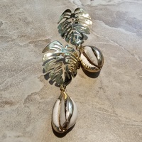 Monstera Cowrie Drip Earrings  - Thumbnail 2