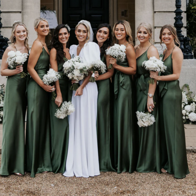 Olive green bridesmaid dresses for wedding criss cross back