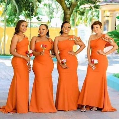 Oranga bridesmaid dresses mermaid for wedding party