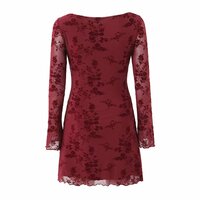 Vintage flocking pattern long sleeve dress - Thumbnail 1