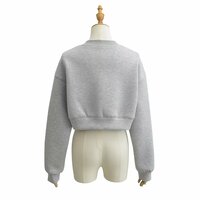 Round neck space layer loose short long sleeve jacket - Thumbnail 2