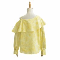 White off-the-shoulder blouse with French ruffles - Thumbnail 1