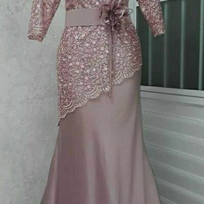 Pink mother of bride/ groom dress simple lace evening formal gowns prom dress