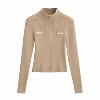 Pit zipper half turtleneck jacket long sleeve short style fashionable slim sweater - Thumbnail 2
