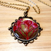 Stunning Goth Flower Natural Plant Gold Necklace Unique RARE - Thumbnail 1