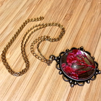 Stunning Goth Flower Natural Plant Gold Necklace Unique RARE - Thumbnail 3