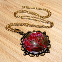 Stunning Goth Flower Natural Plant Gold Necklace Unique RARE - Thumbnail 4