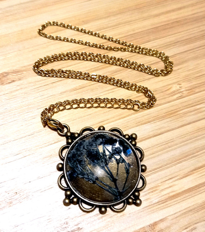 Stunning Ice Natural Plant Tree Of Life Gold Necklace Unique RARE