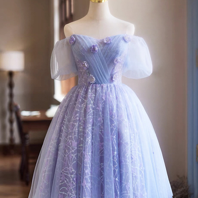 Purple tull sequins knee length party prom dress - Thumbnail 1