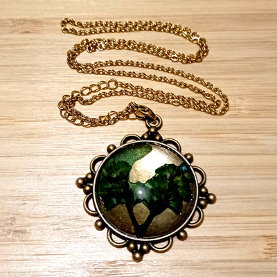 Stunning tree of life natural plant gold necklace unique rare