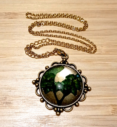 Stunning Tree Of Life Natural Plant Gold Necklace Unique RARE