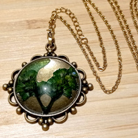 Stunning Tree Of Life Natural Plant Gold Necklace Unique RARE - Thumbnail 1