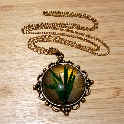Stunning long leaves natural plant gold necklace unique