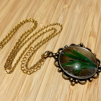 Stunning Long Leaves Natural Plant Gold Necklace Unique - Thumbnail 3