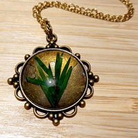 Stunning Long Leaves Natural Plant Gold Necklace Unique - Thumbnail 4