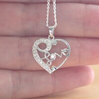 925 Silver Love Heart Pendant & 18" Silver Chain/Silver Heart Necklace/Heart Jewellery/Heart Jewelry/Heart Jewelery/925 Silver Heart Pendant - Thumbnail 3