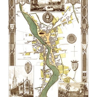 Plan of boston, england from 1837 - engineering plan, city plan, vintage, antique, reproduction, framable, fine art, wall art