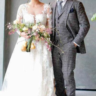 Elegant ball gown lace appliques wedding dress bridal gown