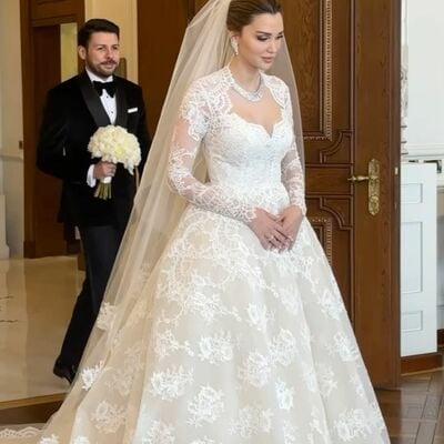 Ball gown lace appliques boho beach wedding dress bridal gown