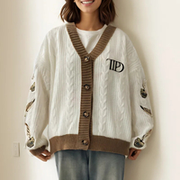 TS Cardigan TTPD Chunky Knit Star Embroidered Retro Taylor Swift Cardigan - Thumbnail 3