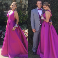 Prom Dresses Fuchsia with Pockets - Thumbnail 2