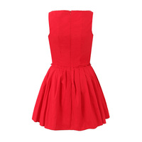 Square Neck Sexy Slim Sleeveless Tutu Sweet Pleated Mini Dress - Thumbnail 1