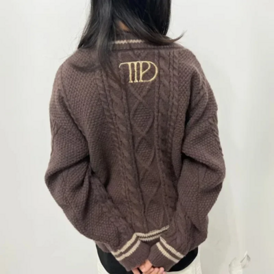 Ts cardigan ttpd chunky knit star embroidered retro taylor swift cardigan