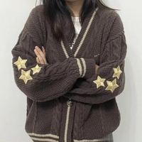 TS Cardigan TTPD Chunky Knit Star Embroidered Retro Taylor Swift Cardigan - Thumbnail 1