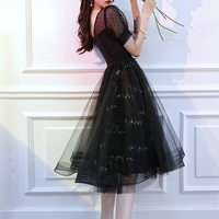 Cute tulle sequins long prom dress A line evening dress,1066 - Thumbnail 1