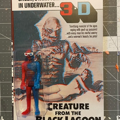 3d creature in red/blue swirl