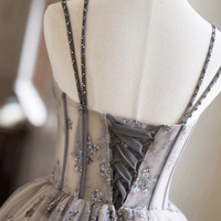 Lovely Tulle Sequins Short Prom Dress, A-Line Spaghetti Strap Evening Party Dress - Thumbnail 3