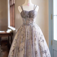 Lovely Tulle Sequins Short Prom Dress, A-Line Spaghetti Strap Evening Party Dress - Thumbnail 5