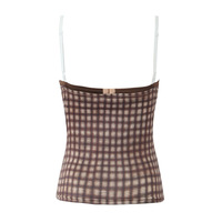 Two-piece plaid lace stitching camisole top mini hip skirt - Thumbnail 3