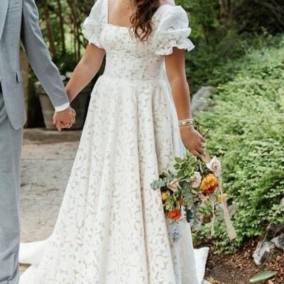 Simple ball gown lace beach boho wedding dress bridal gown