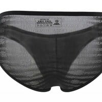 2PK Brave Person mesh gauze Men's sexy underwear low-rise quick-dry sheer pouch briefs underpants Black BR1124 - Thumbnail 1