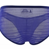 2PK Brave Person mesh gauze Men's sexy underwear low-rise quick-dry sheer pouch briefs underpants Blue BR1124 - Thumbnail 1