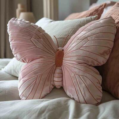 Pink Butterfly Throw Pillow